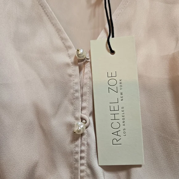 Rachel Zoe Women's Blush Satin Blouse - Picture 4 of 5